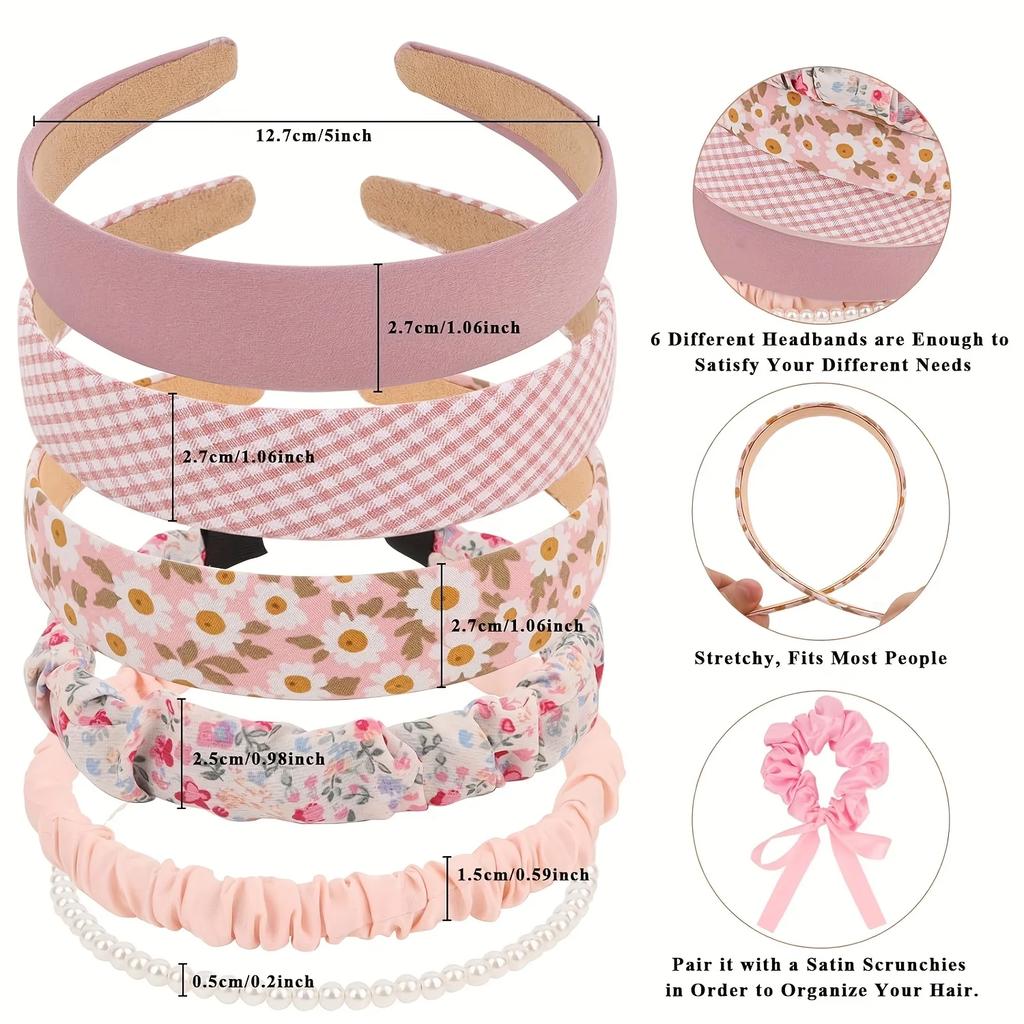 7Pcs New Summer French Style Face Wash Hair Clip Headband for Women's Outings, Hair Compression Headband,Hair Tie