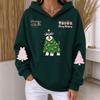 Women's Casual Christmas Print Long Sleeve Hoodie Sweatshirt for Holiday Wear