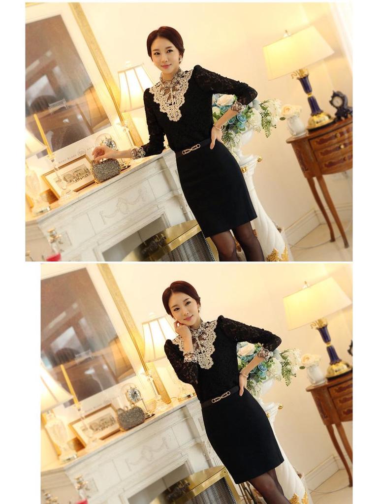 New Plus Size Korean Slim Fit Lace Shirt for Women