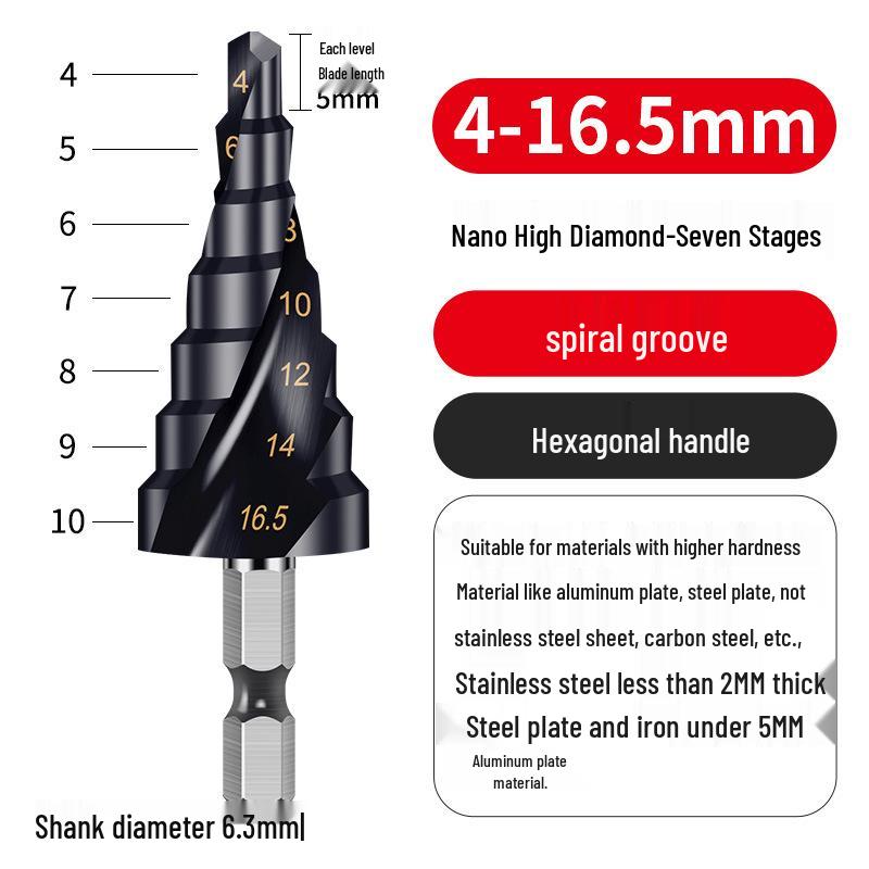 Cobalt Multifunctional Step Drill Bit for Hard Metals and Stainless Steel