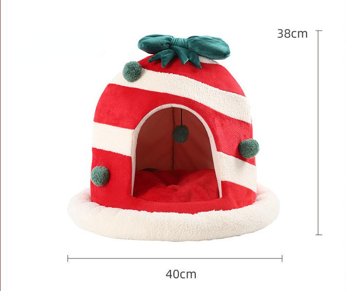 Weihnachtsbox Nest Winterwärme Hundenest Abnehmbar und Waschbar Katzennest Vollständig Geschlossenes Katzenhaus Villa Haustierbedarf