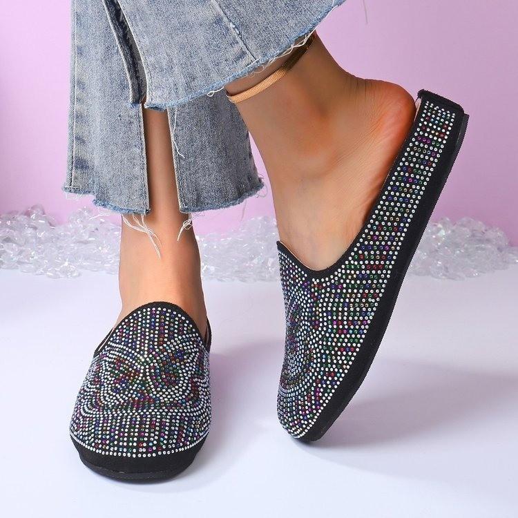 Latest Wedding Bridal Shoes Covered Toe Platform Sandals for Women Ladies Low Heels Pumps Shoes Rhinestone Luxury Women Mule