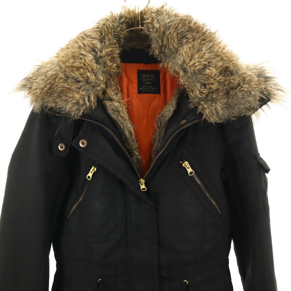 ZARA Mod coat M black Cotton filling Women Used