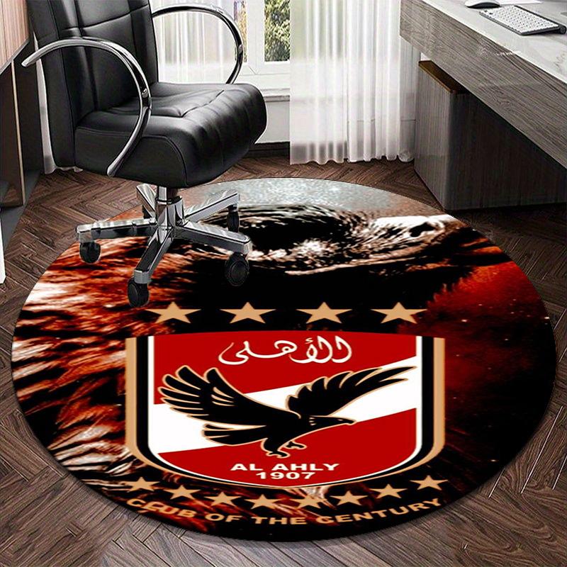 1PC round rug Ahly Football club Printed Round Area Rug ,Rug For Home Office, Round Chair Rug, Decorative Carpet Fan gifts Christmas gift
