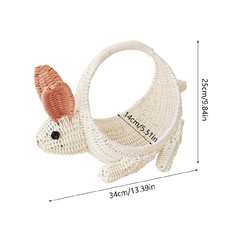 Practical Woven Flower Basket Bunnies Shaped Sturdy Plastic Container Craft Supplies for Wedding and Office Storage