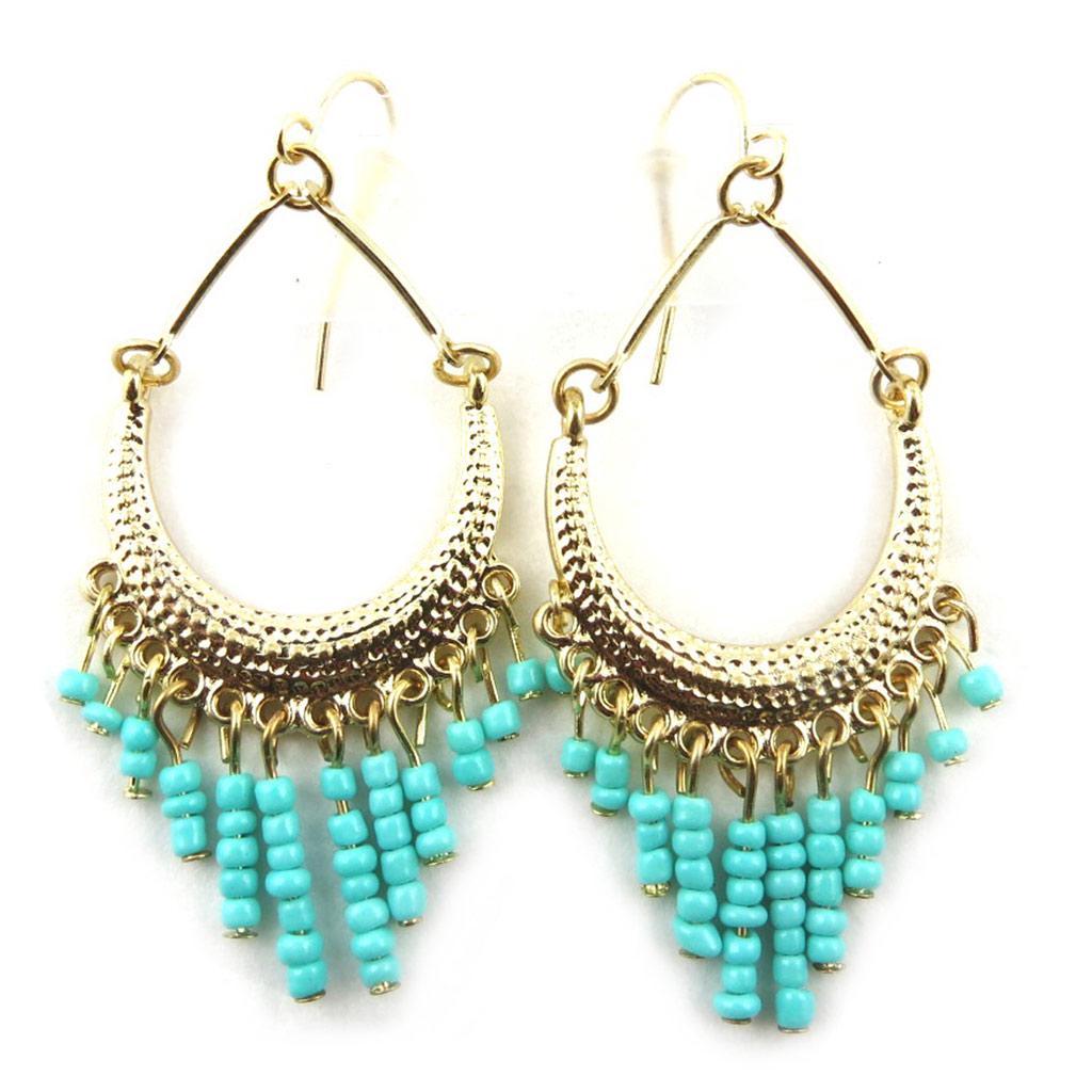 Les Trésors De Lily [M9398] - Designer Earrings 'Kilimanjaro' Turquoise Gold