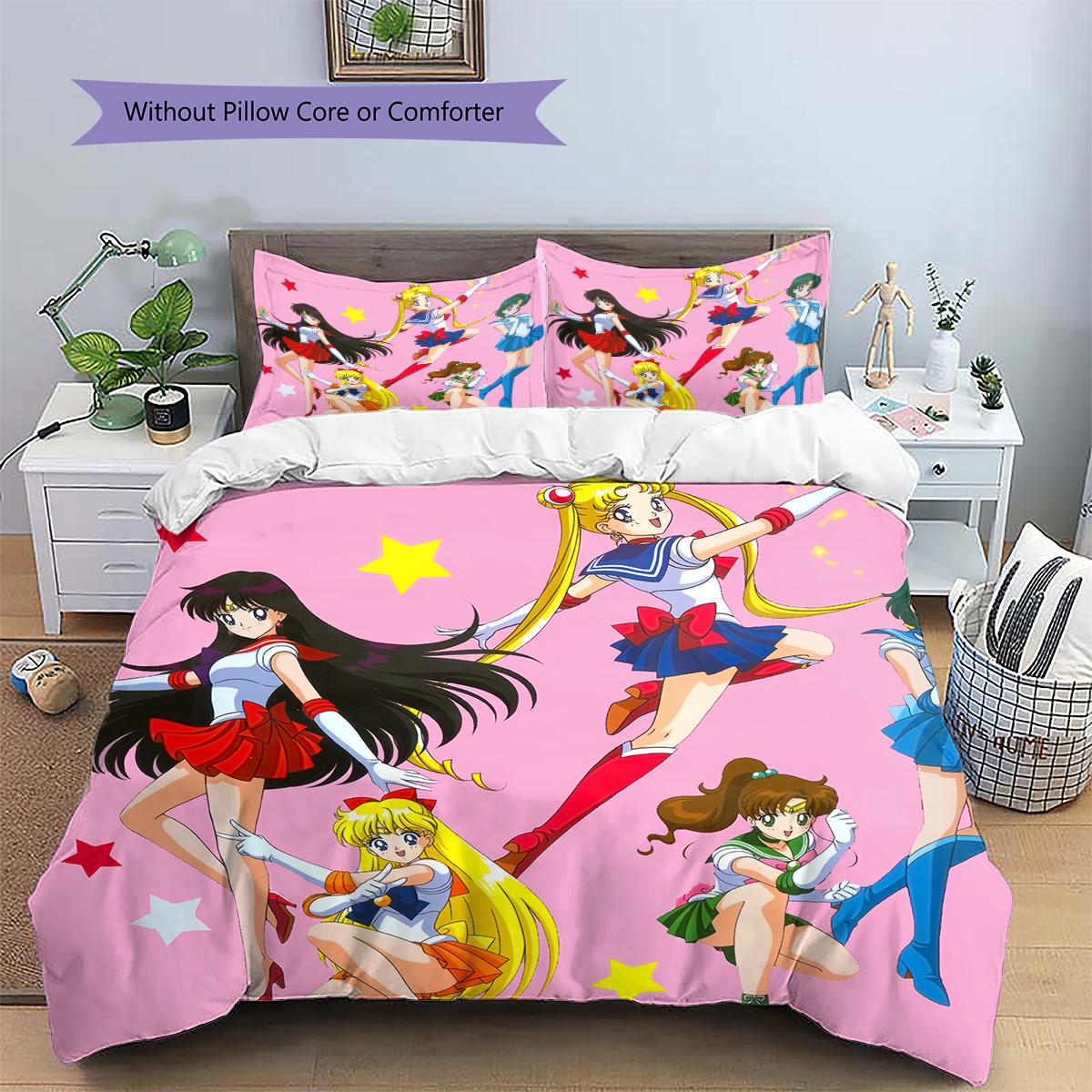 

Sailor Moon Pink Dreamy Duvet Cover & Pillowcases, Sailor Moon Fan Bedroom Bedding, Perfect Gift.chl 135x200cm