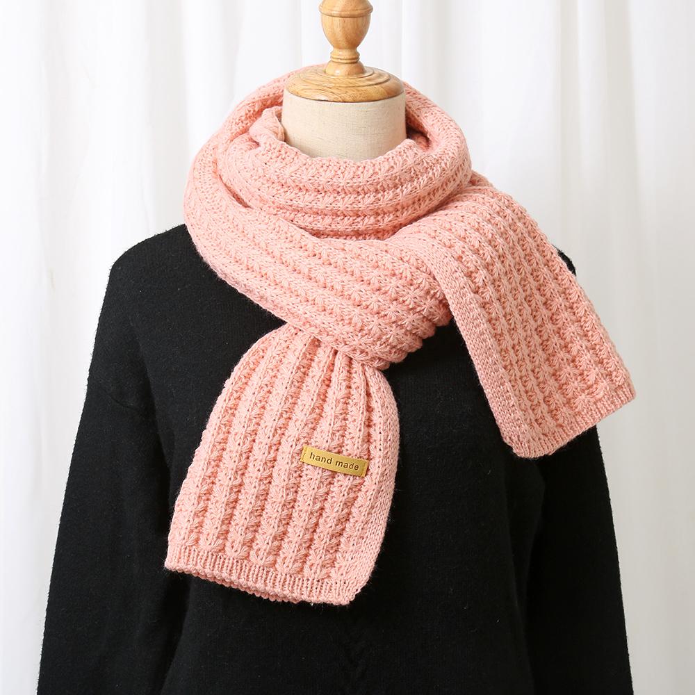 Solid Color Knitted Cotton Scarf For Woman Winter Warm Shawl Fashion Wool Muffler Soft Thick Neckerchief Wraps New Design