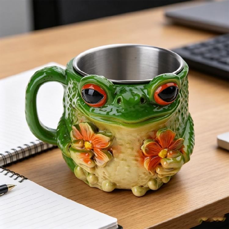 Harz Trinkbecher mit lustigen Fröschen 11oz Große Kapazität Kaffeetasse für stabiles Aufstellen Perfekt für Charme und Hydration