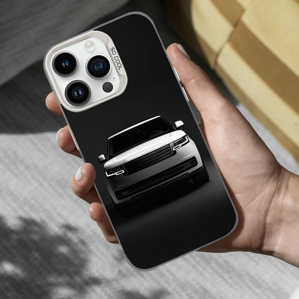 COOL L-LAND R-ROVER Car Phone Case For iPhone 16,15,14,13,12,11,Mini,XS,Pro,SE,MAX White Matte Shockproof Cover iPhone12