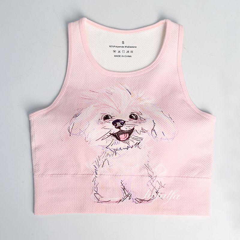 

[Scrawl Puppy] Golf Stretch Comfortable Vest Women Fitness Exercise Yoga Clothes Cartoon Beauty Back One-Piece Cup Scribbled puppy S