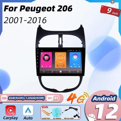 2 Din Android Autoradio für Peugeot 206 2001-2016 Auto Stereo Bildschirm Multimedia Audio Player GPS Navigation Head Unit Autoradio