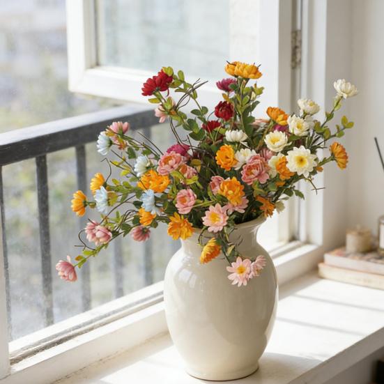 Artificial Flower UV Resistant Realistic Fake Silk Flower Home Office Wedding Party Indoor Outdoor Garden Faux Flower Decoration