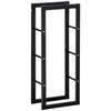 Metal Firewood Log Holder Tall Firewood Rack Indoor Outdoor Fireplace Wood Storage Shelf with Side Rails, Rust-Resistant, Black, 40W x 25D x 100H cm