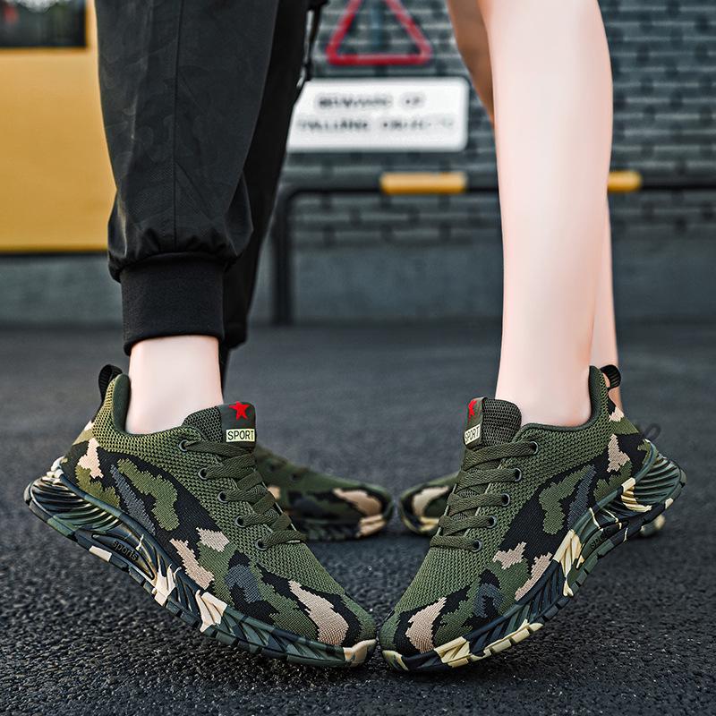 Unisex Breathable Camouflage Shoes - Non-slip, Outdoor Fly-knit Casual Sneakers for Spring & Autumn