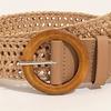 PP Casual Beach Fashion Grass Belt with Round Wooden Buckle for Women's Dress