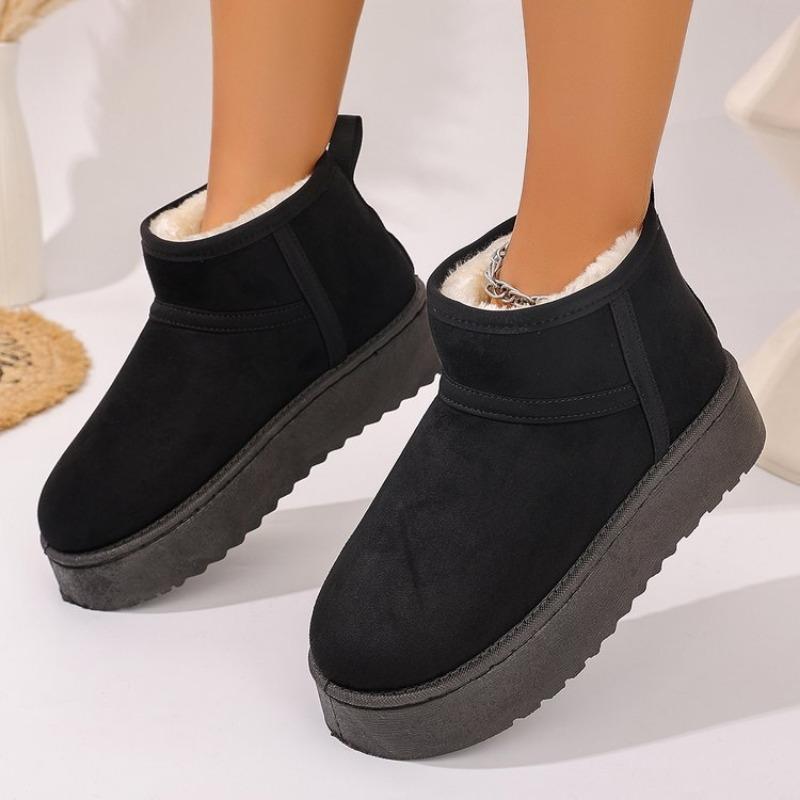 Large size thick-soled medium tube snow boots for women, new velvet thickened warm cotton shoes for women in autumn and winter
