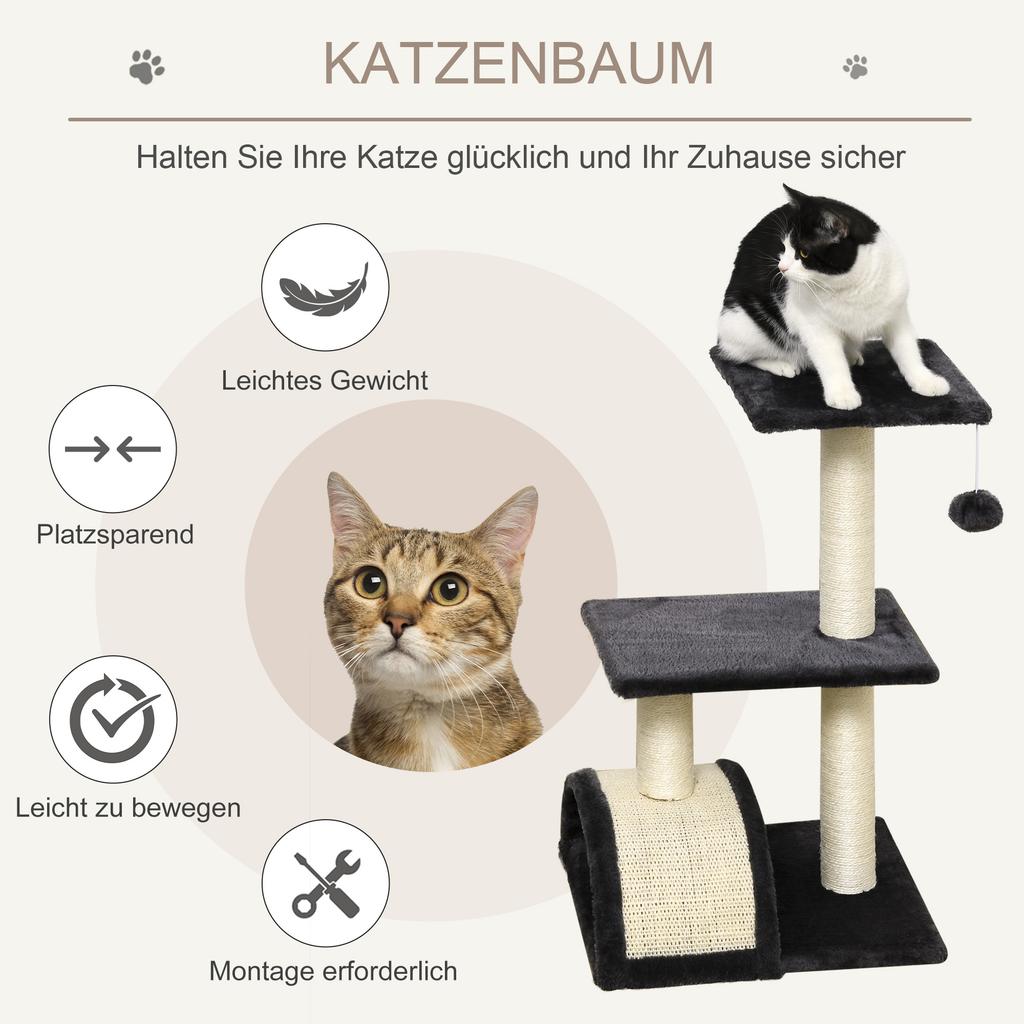 72cm Cat Tree with Scratching Post, Pad for Indoor Cats - Smoky Grey