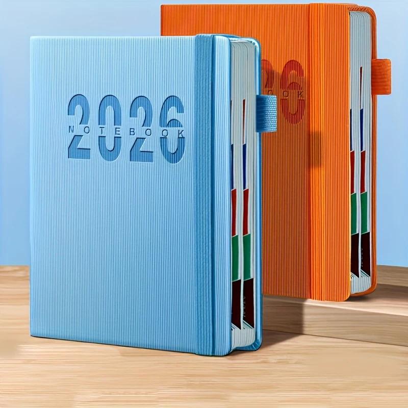 Colorful 2026 A5 Planner Notebook | 400 Pages Thick Paper Daily Schedule Book | Hardcover Agenda for Office & Students
