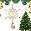 Christmas Tree Star Topper Iron Sparkling Star Treetop Decor Christma LED Pre-Lit Glitter Star Treetop Ornament For New Year
