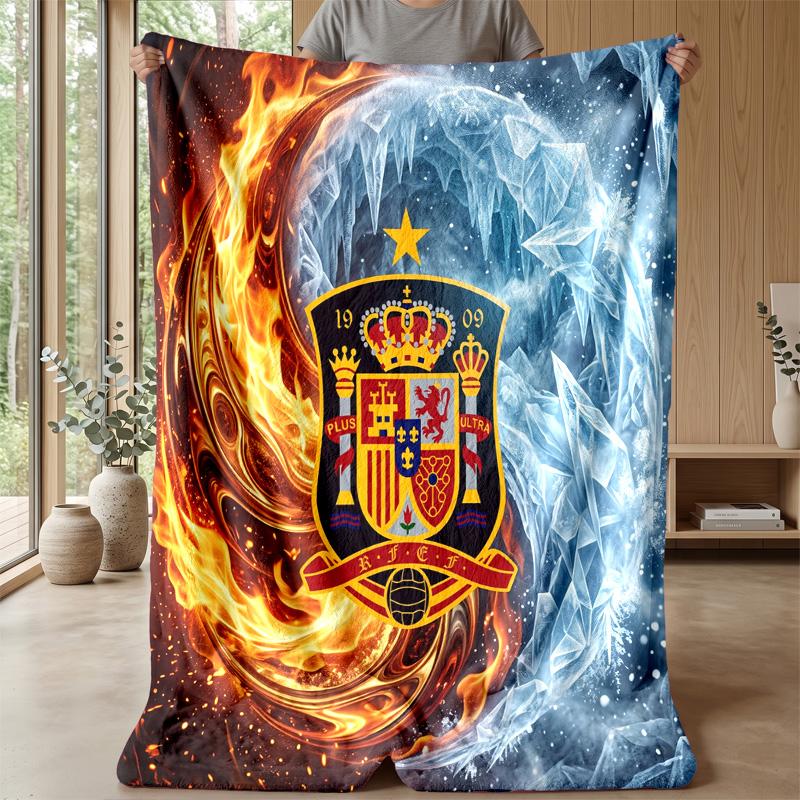 Spanien Fußball Bedruckte Flanelldecke Hautfreundlich Warm Dekorativer Überwurf für Innen Couch Bett Tägliche Nutzung