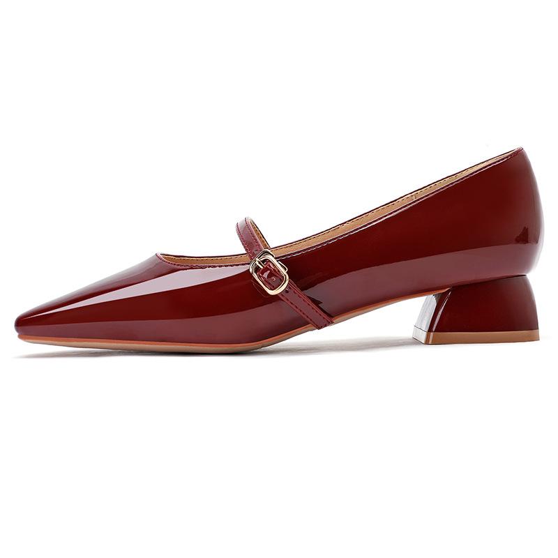 

Туфли Мэри Джейн босоножки на толстом каблуке женские ремешок с пряжкой квадратный носок ремешок лакированная кожа низкий каблук летние женские туфли 34 бордовый