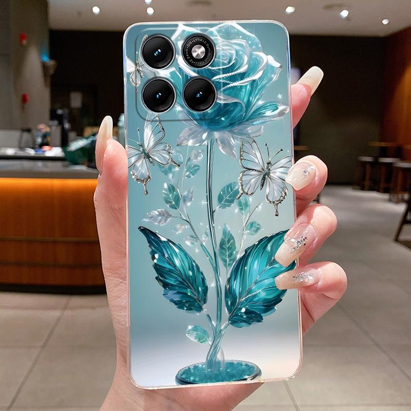 Etui Na Motorola Edge 70 Fusion Przezroczyste Luksusowe Modne Motyl Kwiaty Miękki TPU Silikonowy Pokrowiec Na Telefon dla Edge70 Fusion Zderzak