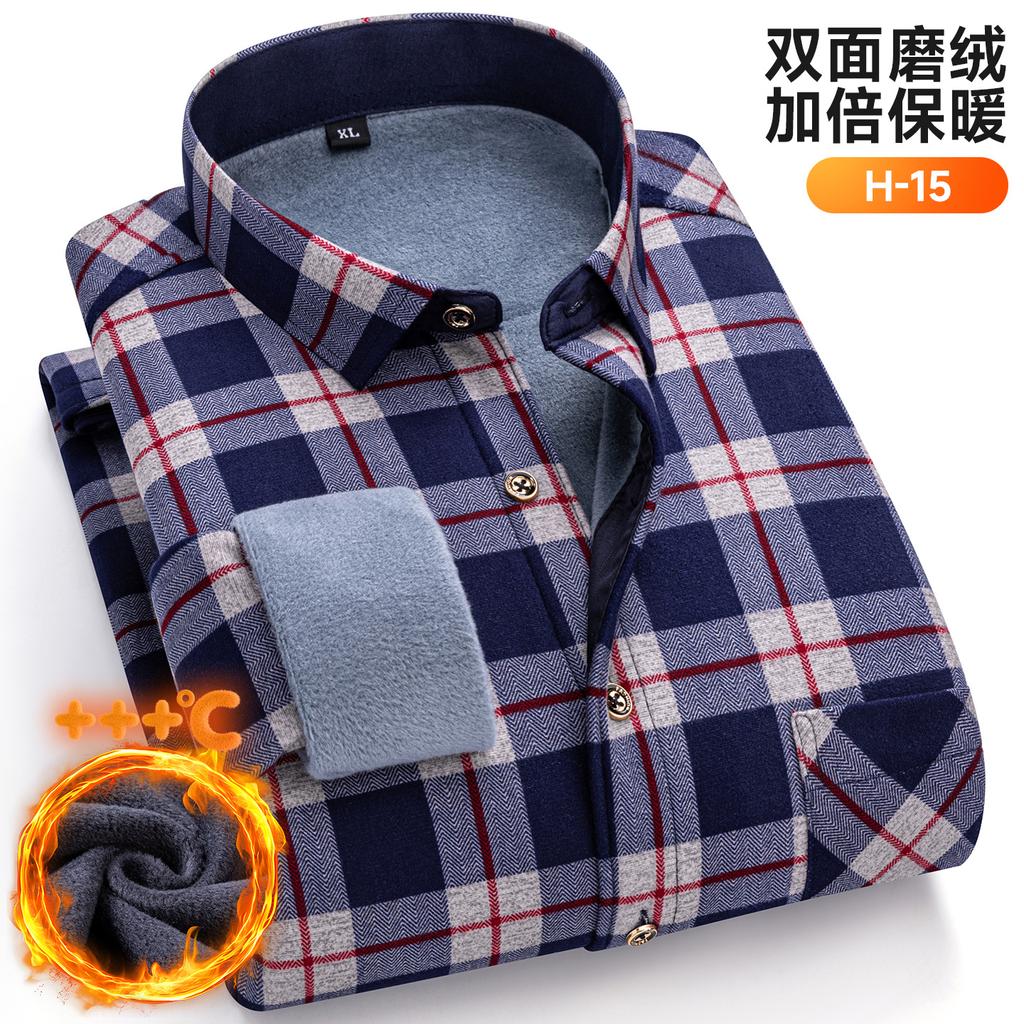 New Plus Size 8XL 7XL 6XL Men's Shirt Autumn Winter Fleece Thickened Warm Long Sleeve Plaid Business Casual Slim-fit Man Clothes