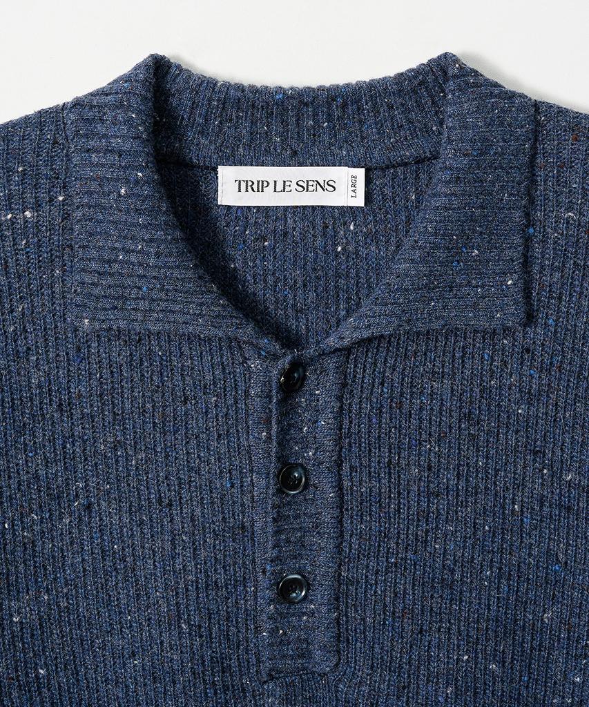 TRIP LE SENS Nef Yarn Wool Collar Knit_Indigo