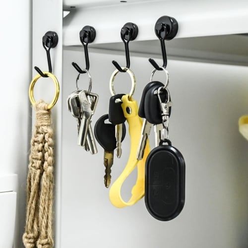 Set of 5 Magnetic Hooks, 16mm Diameter, Super Strong, 10kg Vertical Load Capacity, Metal Storage Hooks with Magnetic Attachments, Suitable for Entrywa