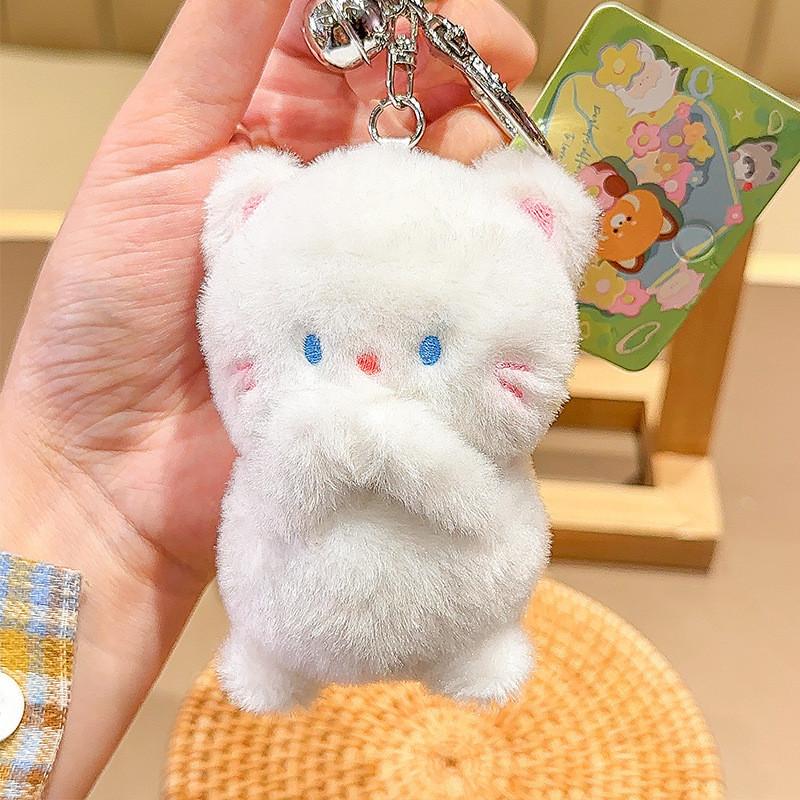 Jinnew Adorable Lamb Cat Take Seashell Otter Little Bear Plush Animal Keychain