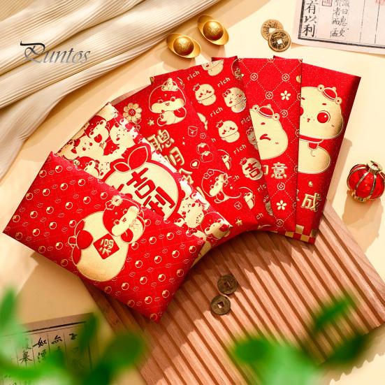 6Pcs Red Envelopes Chinese Spring Festival Red Pocket Envelope 2025 Year of The Snake Lucky Money Envelopes for Lunar New Year