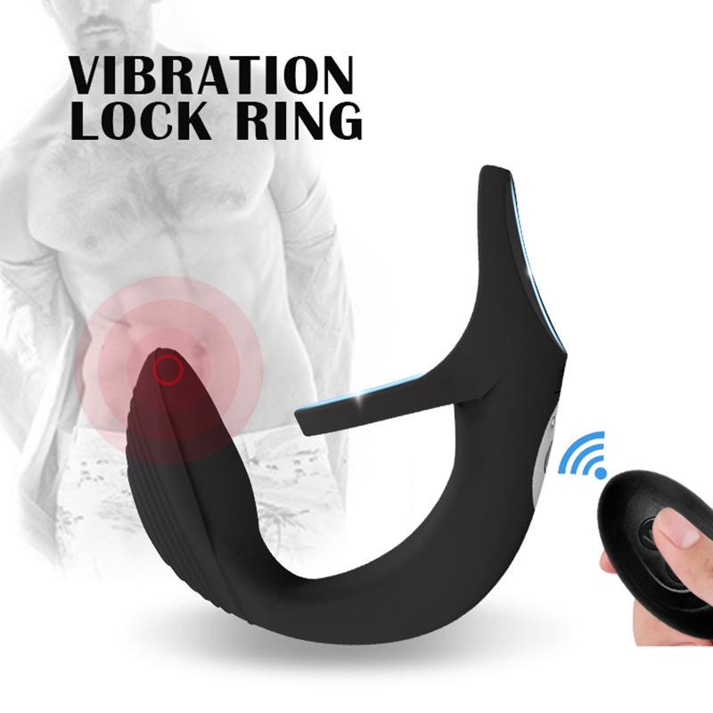 Double Ring Liquid Silicone Glans Stimulation Lock Sperm Ring Husband and Wife Vibration Wireless Remote Control Delay Ring, Adult Fun
