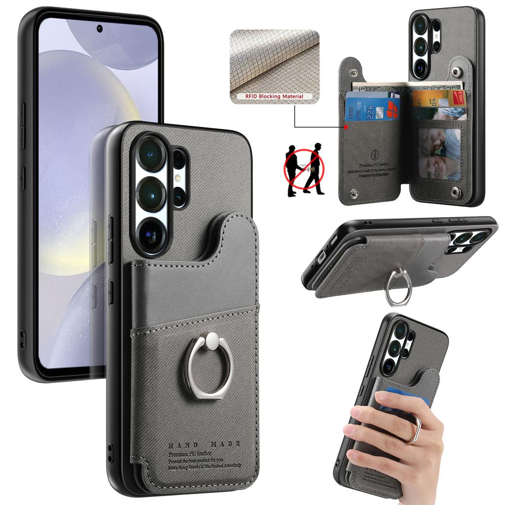 Luksusowy portfel z wzorem kowbojskim, uchwyt na pierścień, skórzane etui do Samsung S25 Ultra S24 Plus S23 A17 A07, gniazdo na kartę RFID, etui z podstawką