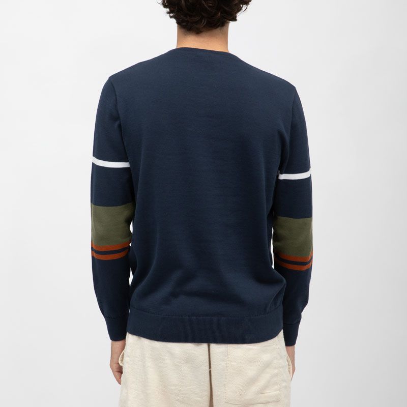 Pull à rayures colorées coton bleu marine Homme ELLESSE