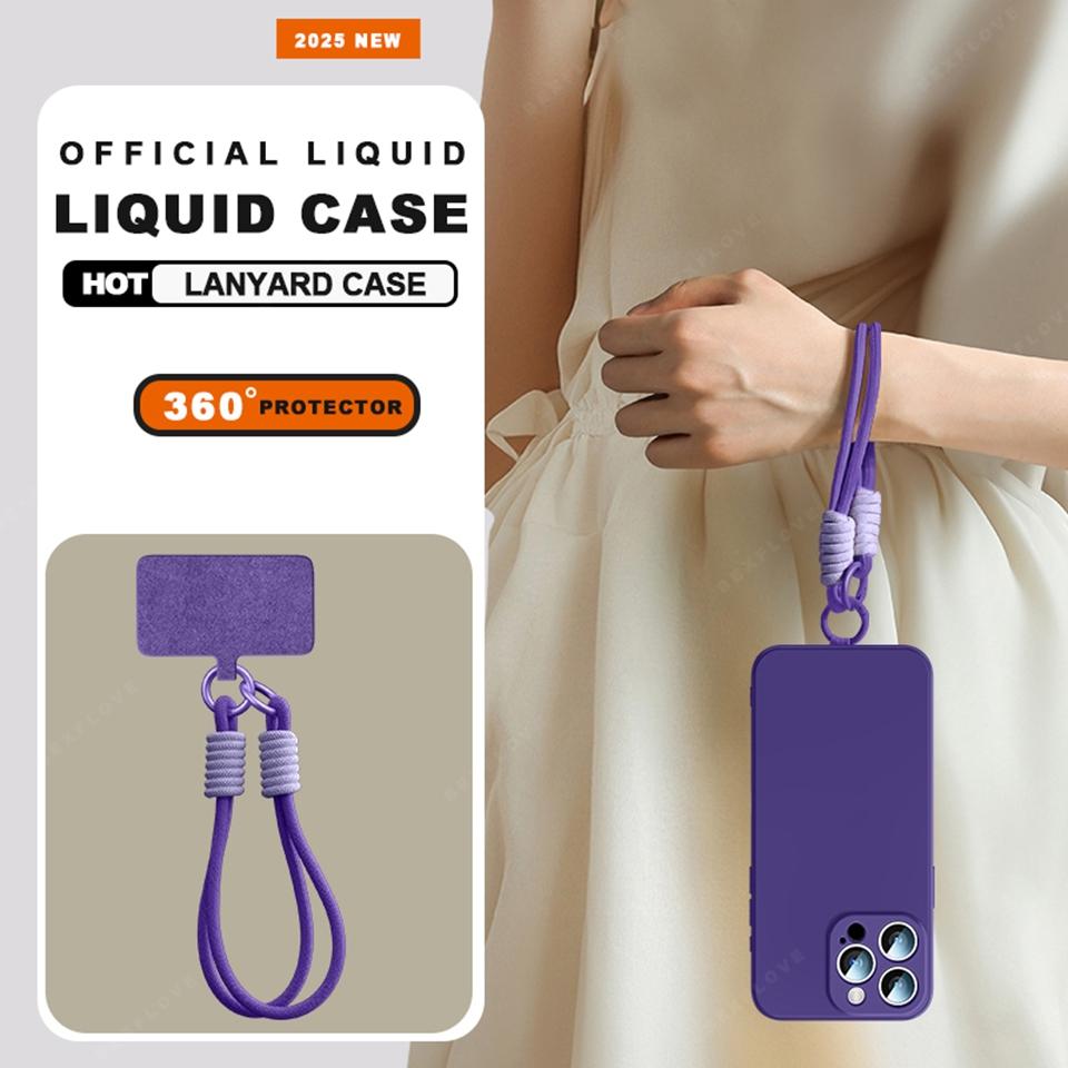 Phone Lanyard Case For For Iphone 16E 16 14 1 Plus 12 13 Mini 11 16 Pro X XR XS Max SE Liquid Silicone Strap Protector Soft Cover