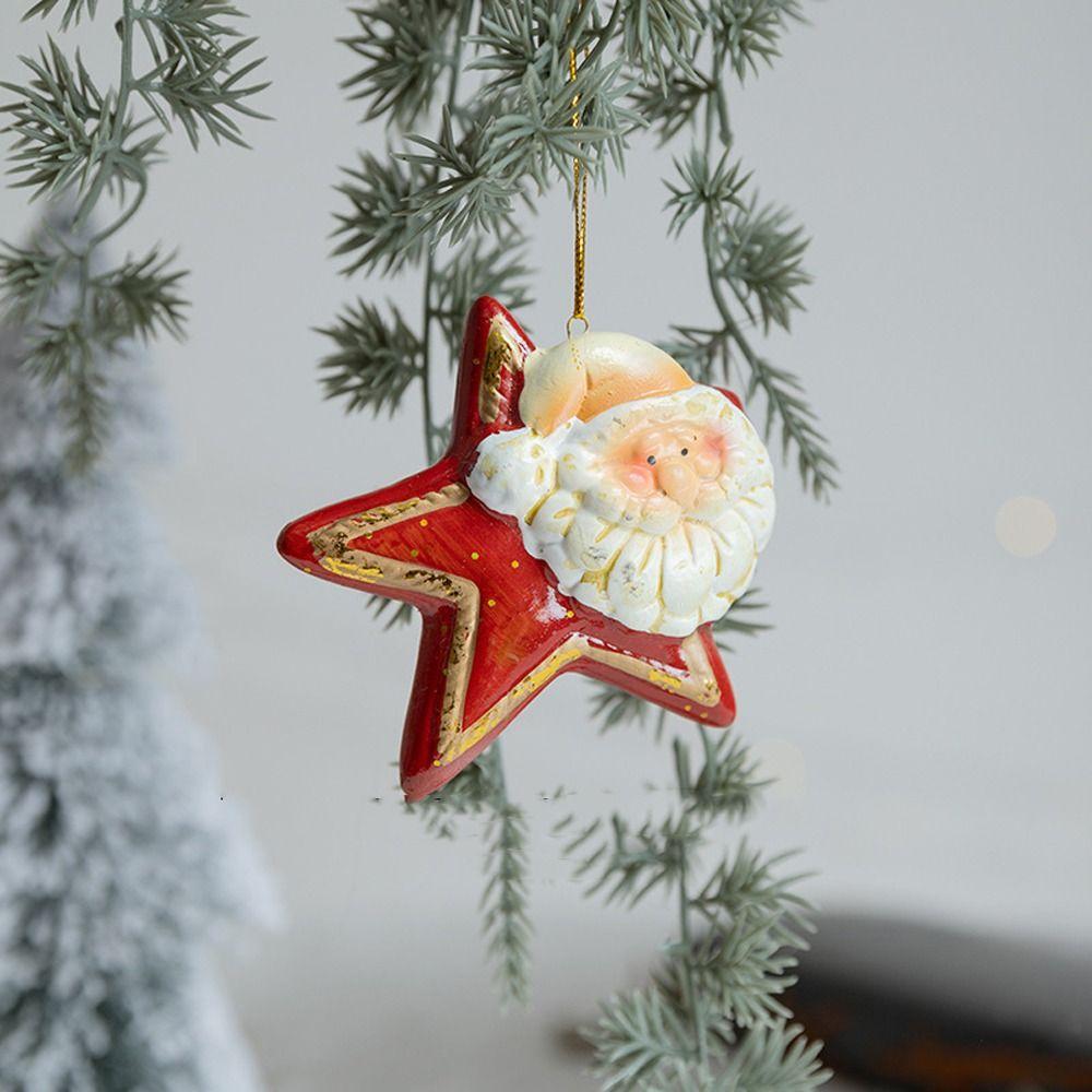 Retro Santa Claus Red Pottery Pendant Cartoon Exquisite Christmas Tree Hanging Ornaments Handcrafted Merry Christmas Decoration