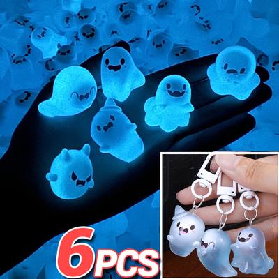 Ghost Keychain Luminous Keyring Halloween Key Holder Glow In The Dark Pendant Cartoon Resin Charm for Backpack Earphone Car Keys