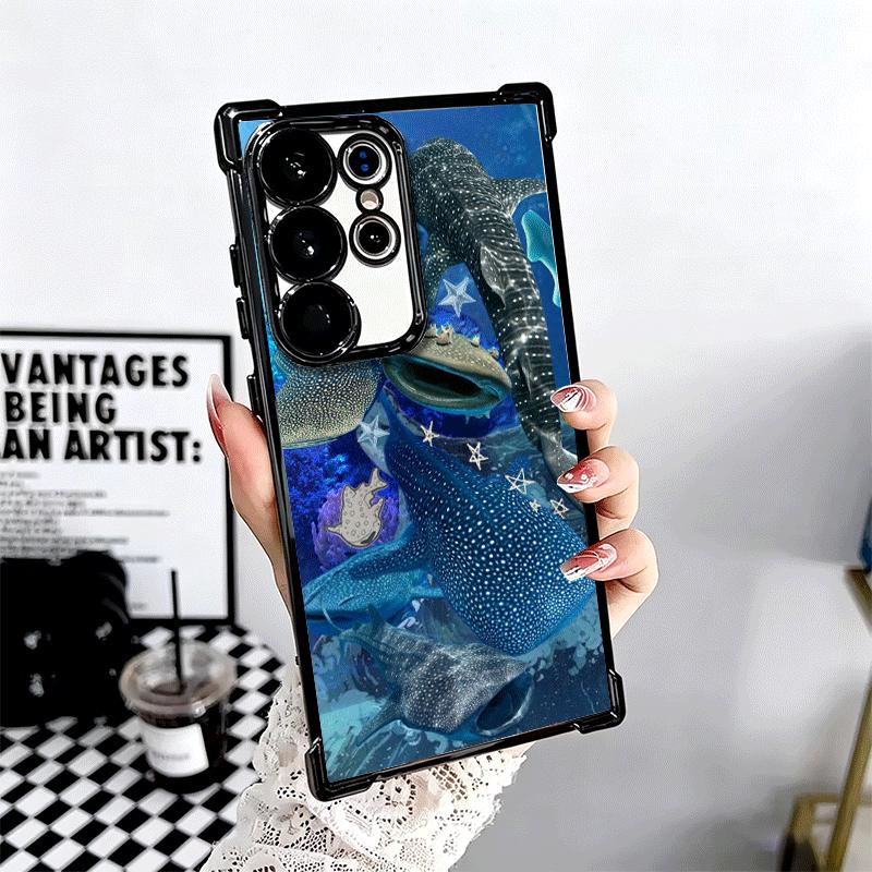 Ocean Whale Shark Soft Phone Case For Samsung Galaxy S26 Ultra S25 Edge S24 FE S23 Plus S22 S21 + S20 Plating Anti-Fall Fundas