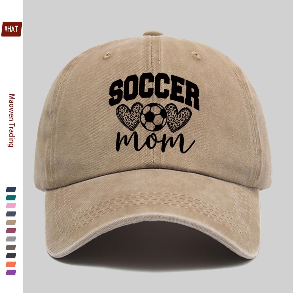 pc pcs Soccer Mom Baseball Cap with Football Print Heart Design Adjustable Trucker Hat Suitable for Women Men Lightweig