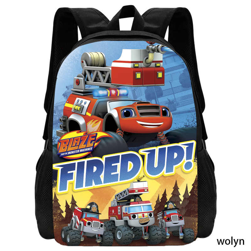 

Сумки Blaze and The Monster Machines Нейлоновий шкільний портфель з мультфільмом для хлопчика, індивідуальний рюкзак великої місткості, додайте логотип ваших фотографій 15inches