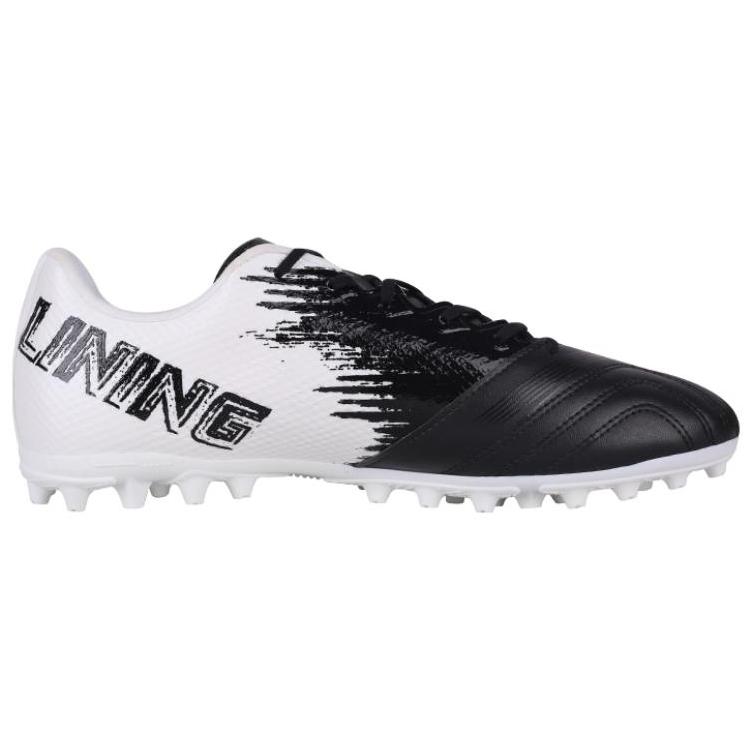 Li Ning MG Multi Ground Natural Grass Abrasion Resistant Soccer Shoes Men's Black White YSFT007-1