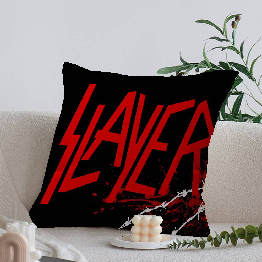 Rock S-Slayer Heavy Metal Band Pillow Covers Cartoon Sofa Decorative Home Double-sided Printing Short Plush Cute Cushion Cover