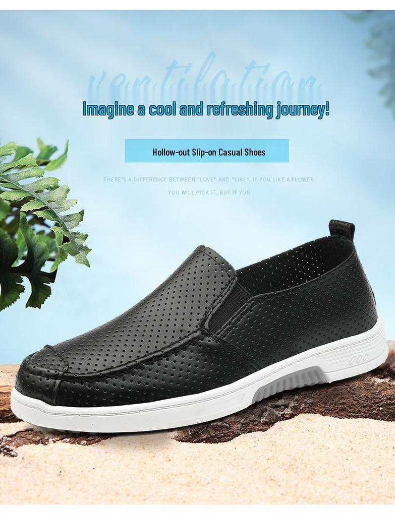 Herren Weiße Perforierte Leder Slip-On Krankenschwester Schuhe - Atmungsaktiv, Rutschfest, Verschleißfest, Lässige Flache Sohle Board Schuhe