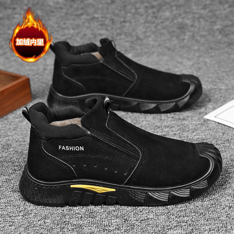 

2025 new labor insurance shoes men s shoes winter velvet thickened no steel head casual trend versatile one pedal work shoes 44