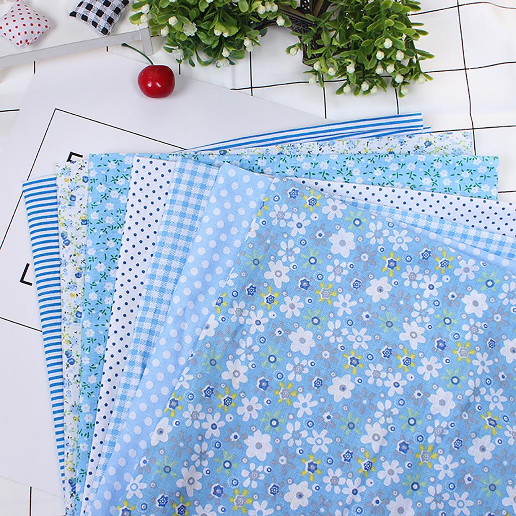 7Pcs 25x25cm Floral Patchwork Cotton Fabric Plain Cloth for DIY Sewing Quilting