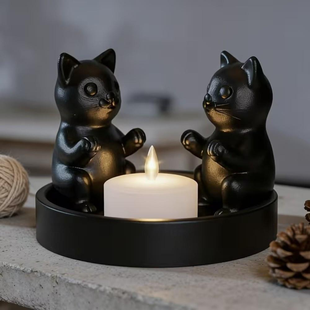 Mehrzweck-Cartoon-Katzen-Kerzenhalter Dekorativer Niedlicher 3D-Gedruckter Kerzenständer Ringförmiger Tier-Kerzenhalter Schlafzimmer