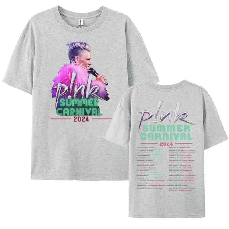 Pnk Pink Singer Summer Carnival 2024 Festival WORLD Tour Tee Shirt Womens Men Clothing Aesthetics Oversized Tshirt Streetwear
