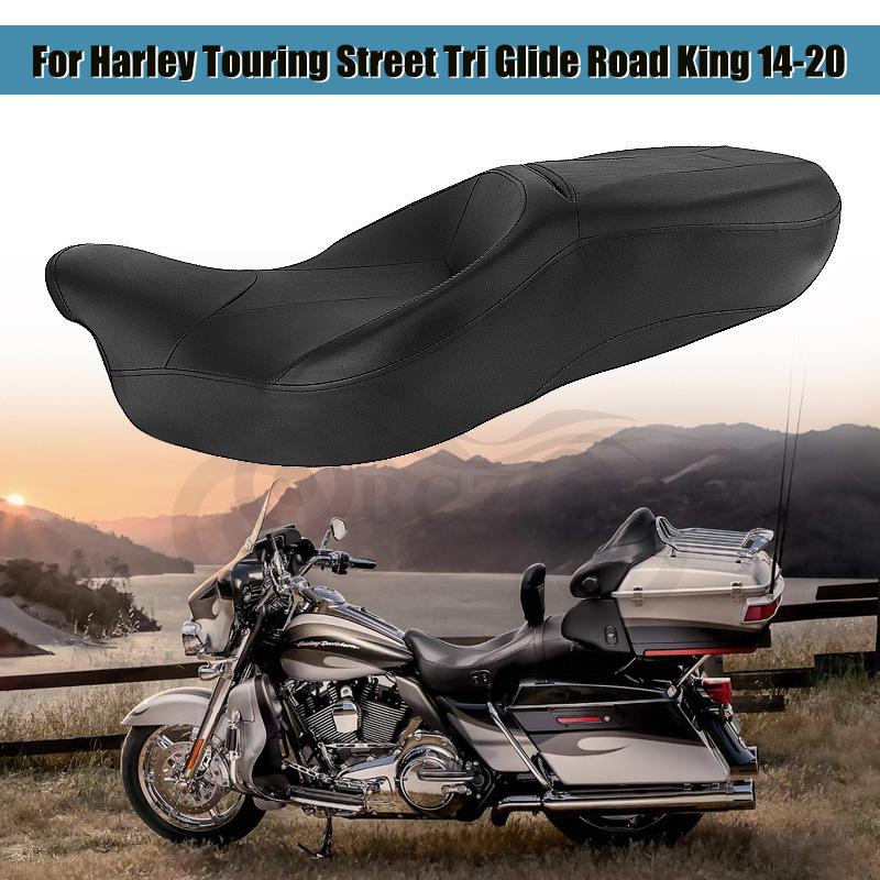Integrated Luxury Leather Motorcycle Seat Cushion for Harley Glide (1996-2020)