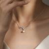 Pearl pendant, bow collarbone chain, niche design temperament necklace, gift for girlfriend Qixi Festival